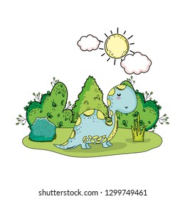 cute apatosaurus in the landscape