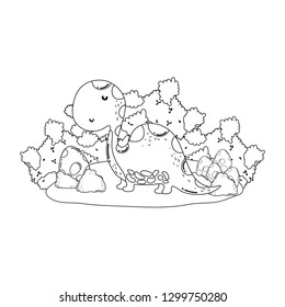 cute apatosaurus in the landscape