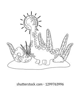 cute apatosaurus in the landscape