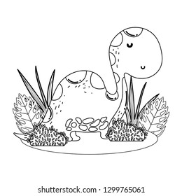cute apatosaurus in the landscape