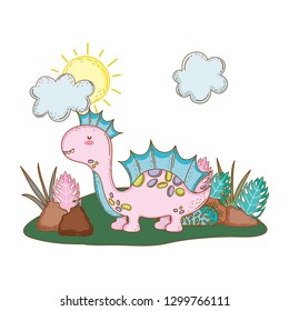 cute apatosaurus in the landscape