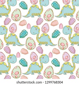 cute apatosaurus pattern background