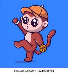 Cute apes playing baseball cartoon vector icon illustration sport activities