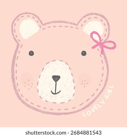 Linda Ilustración vectorial de oso de apliques