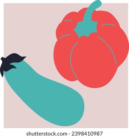 Atractiva colección de verduras. Banner horizontal abstracto decorativo con doodles coloridos. Ilustraciones modernas hechas a mano con vegetales, elementos abstractos.