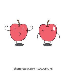 Cute Apple cartoon character, Vector illustration of a fruit.	