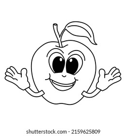 Cute apple cartoon coloring page illustration vector. For kids coloring book.