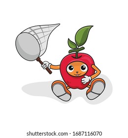 cute apple cartoon design vector