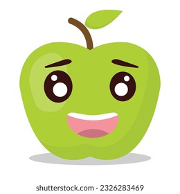 cute apple cartoon emoji. different emoji on the apple shaped face. laughing, happy face. vector cartoon emoji illustration.