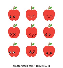 cute apple cartoon with expression