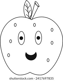 Cute Apple Cartoon Fruit Vector Image