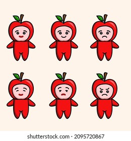 cute apple cartoon illustration design for sticker.