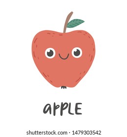 Cute apple. Cartoon style vector illustration.