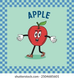 Cute Apple Cartoon Vector Icon flat Illustration Food Nature