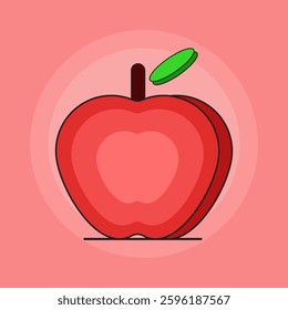 Cute Apple Cartoon Vector Illustration. Flat Design Style