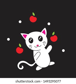 cute apple cat cartoon design