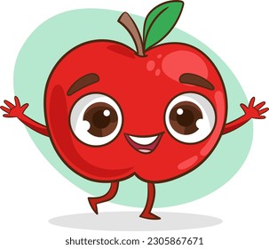 cute apple character cartoon vector