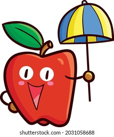 Cute apple character celebrating summer