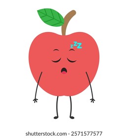 Cute Apple Character: A charming cartoon apple with adorable eyes, a friendly smile, and tiny arms and legs. Perfect for children's books, educational materials, or fun, healthy branding.