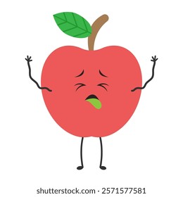 Cute Apple Character: A charming cartoon apple with adorable eyes, a friendly smile, and tiny arms and legs. Perfect for children's books, educational materials, or fun, healthy branding.