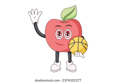 Cute Apple Character Design Illustration