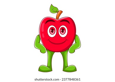 Cute Apple Character Design Illustration