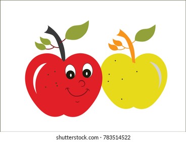 cute apple character drawing. a beautiful apple drawing. only apple drawing