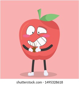 cute apple character with a grinning expression vector illustration,apple vector illustration