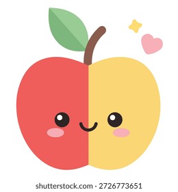 Cute apple character illustration in flat style