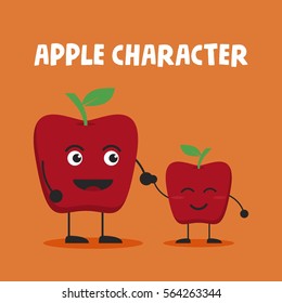 Cute apple character in various pose.