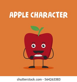 Cute apple character in various pose.