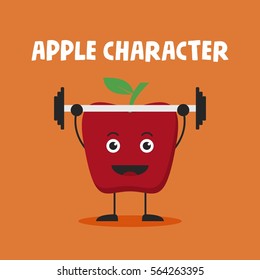 Cute apple character in various pose.