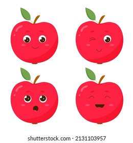 Cute apple character. Vector icon illustration of a cartoon character. Isolated on a white background.