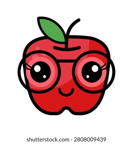 Cute apple character vector illustraton