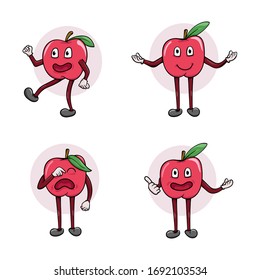 Cute apple character vector mascot