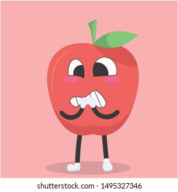 cute apple characters with fussy expressions vector illustration,apple vector illustration