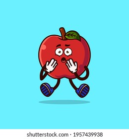 Cute Apple characters with shocked gestures. Fruit character icon concept isolated. Emoji Sticker. flat cartoon style Vector