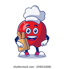 Cute Apple Chef Cartoon Vector Illustration. Fruit Mascot Character Concept Isolated Premium Vector
