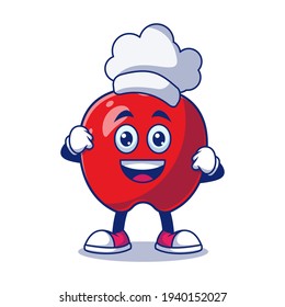 Ilustración del vector de dibujos animados del chef de Apple. Concepto de carácter mascota de frutas Vector premium aislado