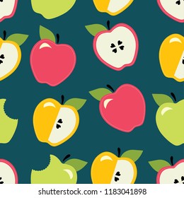 Cute apple, endless pattern with flowers. Seamless pattern can be used for wallpaper, pattern fills, web page background, surface textures.