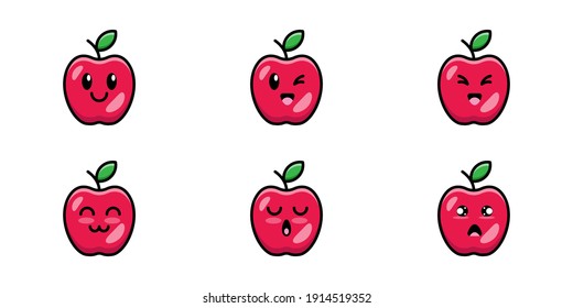 Cute Apple Exspression, Good For Sticker,print,icon Etc. Vector Eps 10