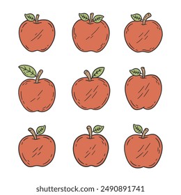 Nette Apple Fruit Cartoon Doodle Stil Illustration