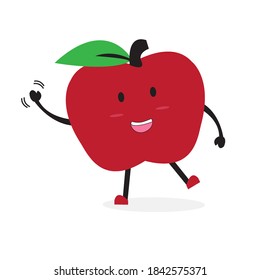 Cute apple fruit character lay hand Cartoon Vector