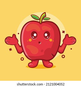 mascota del personaje de la fruta de manzana lindo con gesto confuso dibujos animados aislados de diseño de estilo plano. gran recurso para icono, símbolo, logotipo, pegatina, banner.