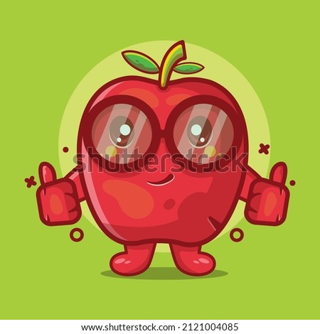 cute apple fruit character mascot with thumb up hand gesture isolated cartoon in flat style design.great resource for icon,symbol, logo, sticker,banner.