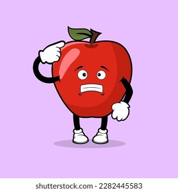 Cute Apple fruit character with scared expression vector