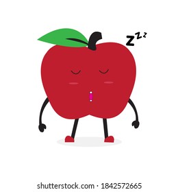 Cute apple fruit character sleep Cartoon Vector