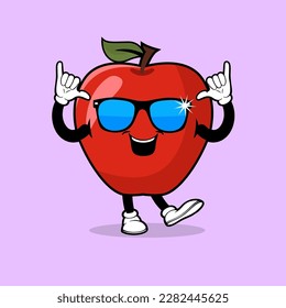 Carácter de fruto de Apple lindo con vector de expresión elegante