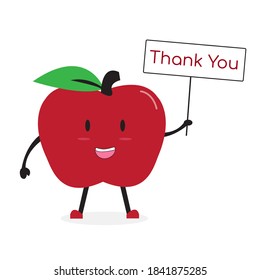 Cute apple fruit character Thank you Cartoon Vector