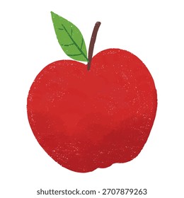 Etiqueta engomada linda del icono de la ilustración del crayón de la fruta de la manzana